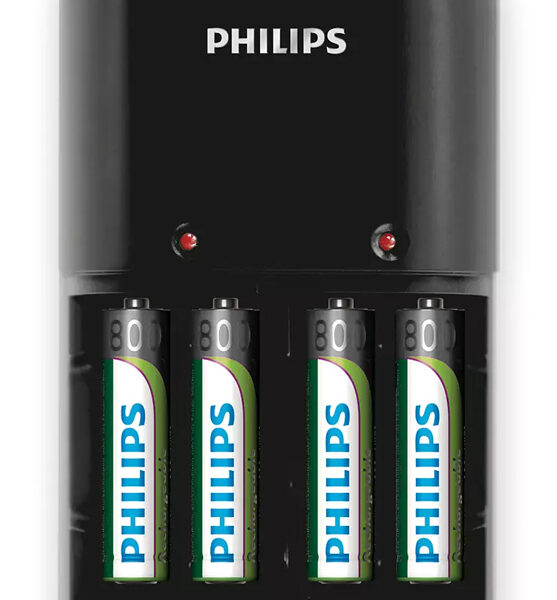 PHILIPS φορτιστής μπαταριών AA & AΑΑ NiMH SCB1450NB με 4x AAA, μαύρος