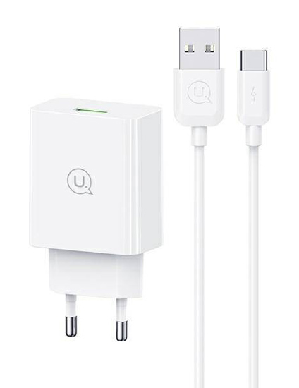 SCXLTZ02.jpg USAMS φορτιστής τοίχου SCXLTZ02 με καλώδιο USB-C, USB, 18W, λευκός