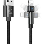 USAMS καλώδιο Lightning σε USB US-SJ476, περιστρεφόμενο, 2.1A, 1m, μαύρο