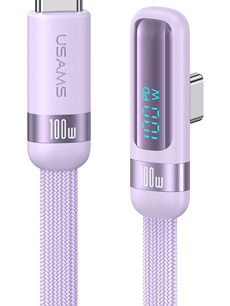 USAMS καλώδιο USB-C US-SJ653, 100W, 480Mbps, flat, 1.2m, μωβ