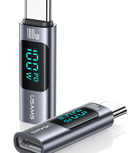 USAMS αντάπτορας USB-C US-SJ682 με οθόνη, 100W, γκρι