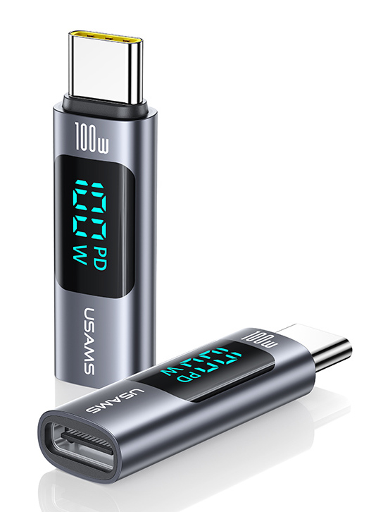 SJ682TC01.jpg USAMS αντάπτορας USB-C US-SJ682 με οθόνη, 100W, γκρι