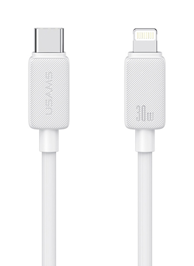 SJ692USB02.jpg USAMS καλώδιο Lightning σε USB-C US-SJ692, 30W, 480Mbps, 1m, λευκό