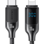 USAMS καλώδιο Lightning σε USB-C SJ741, 30W, 480Mbps, 1.2m, μαύρο