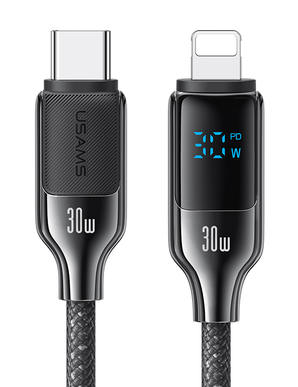 SJ741USB01.jpg USAMS καλώδιο Lightning σε USB-C SJ741, 30W, 480Mbps, 1.2m, μαύρο