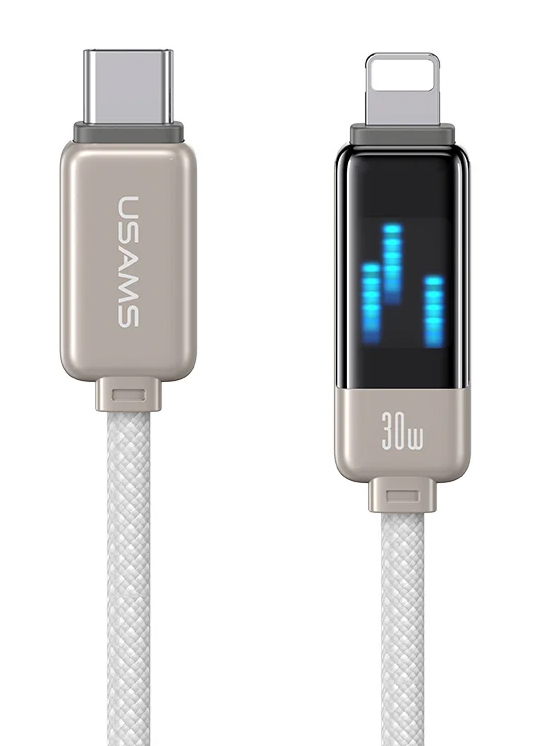 SJ743USB02.jpg USAMS καλώδιο Lightning σε USB-C SJ743, 30W, 480Mbps, 1.2m, λευκό