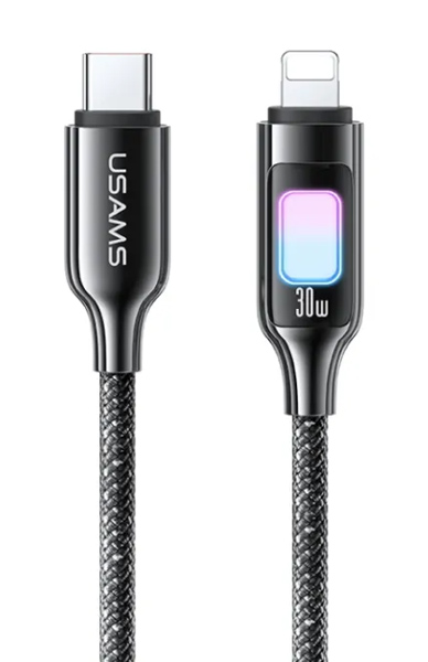 SJ749USB01.jpg USAMS καλώδιο Lightning σε USB-C SJ749, 30W, 480Mbps, 1.2m, μαύρο
