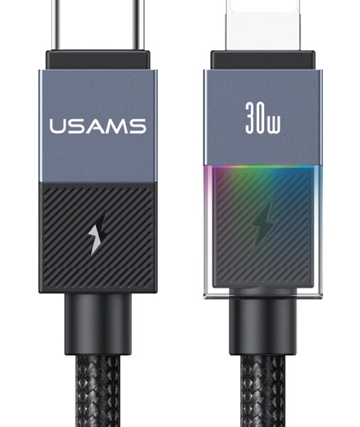 USAMS καλώδιο Lightning σε USB-C SJ776, 30W, 480Mbps, 1.2m, μαύρο