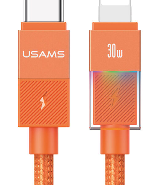 USAMS καλώδιο Lightning σε USB-C SJ776, 30W, 480Mbps, 1.2m, πορτοκαλί