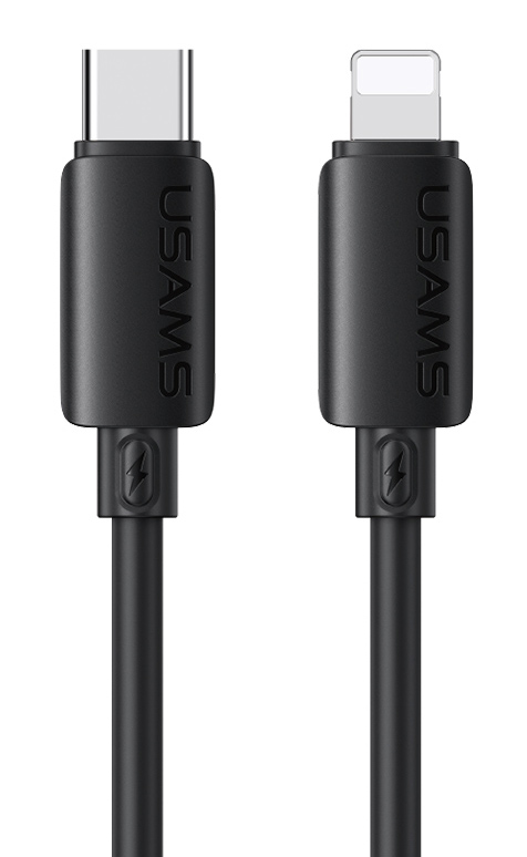 SJ788USB01.jpg USAMS καλώδιο Lightning σε USB-C SJ788, σιλικόνης, 30W, 480Mbps, 1m, μαύρο