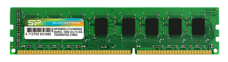 SP008GLLTU160N02.jpg SILICON POWER μνήμη DDR3L UDIMM SP008GLLTU160N02, 8GB, 1600MHz, CL11