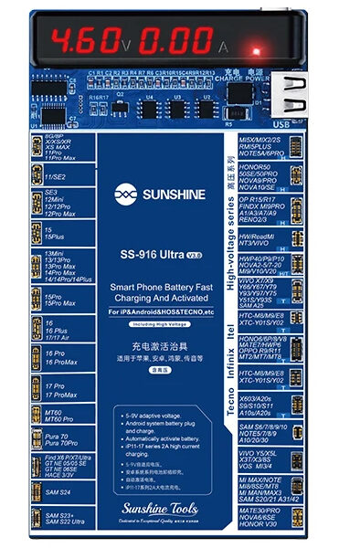 SUNSHINE tester μπαταριών SS-916 Ultra για Apple & Android smartphone, V3.0