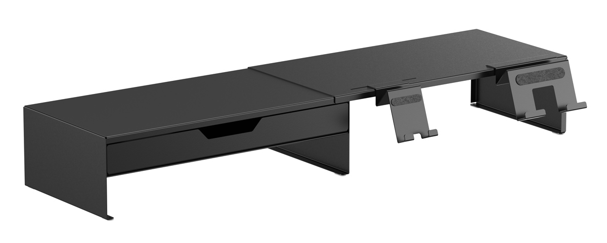 STB-128-02.jpg BRATECK επιτραπέζια βάση για οθόνη/laptop/smartphone/tablet STB-128-02 με συρτάρι, 13-32", έως 20kg, heavy duty, μαύρη