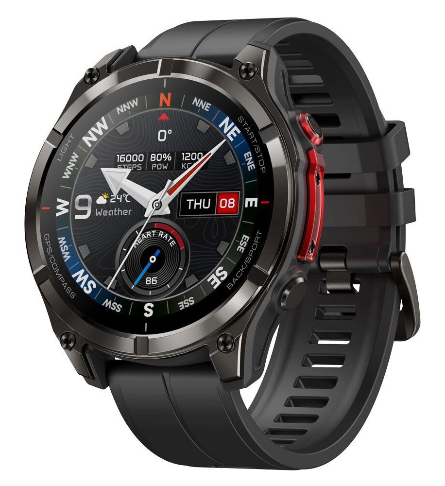 ZEBLAZE smartwatch Stratos 4 Pro με φακό, heart rate, 1.43" AMOLED, GPS, 5 ΑΤΜ, μαύρο