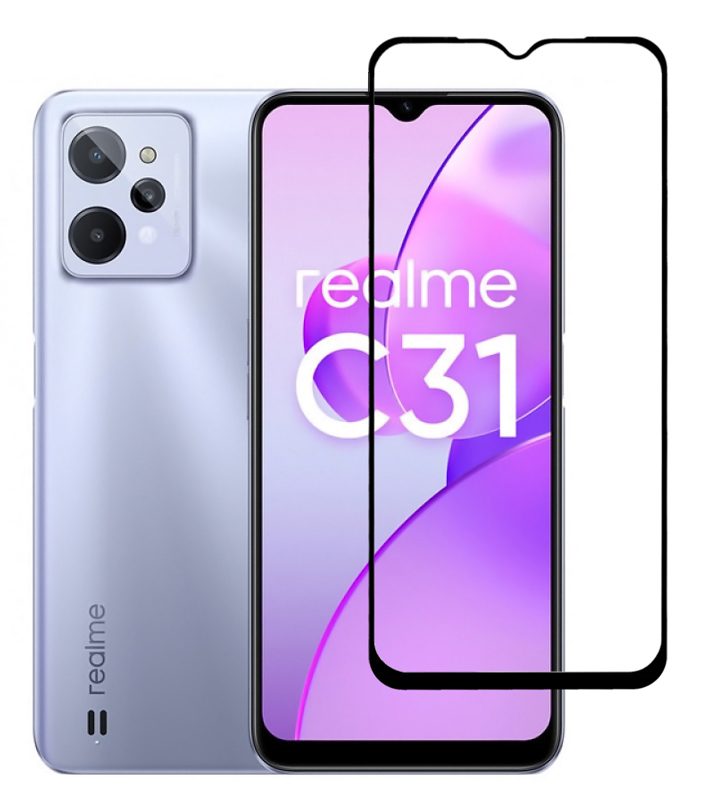 TGC-0580.jpg POWERTECH tempered glass 5D TGC-0580, Realme C31, full glue, μαύρο