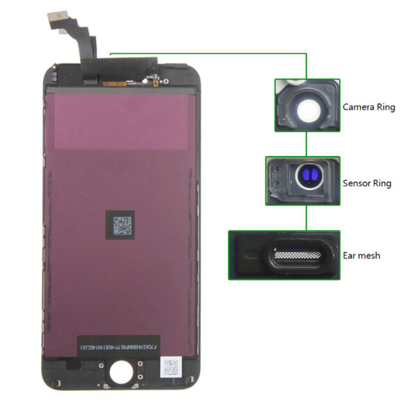 TIANMA High Copy LCD iPhone 6G Plus, Camera-Sensor ring, ear mesh, Black