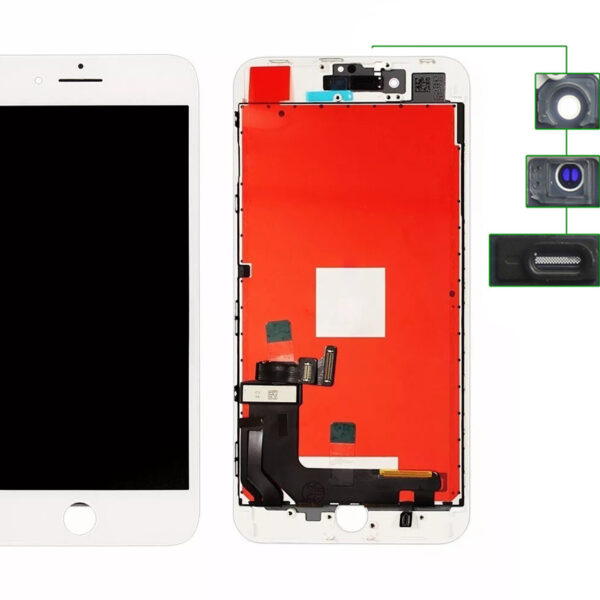 TIANMA High Copy LCD iPhone 8 Plus, Camera-Sensor ring, ear mesh, White