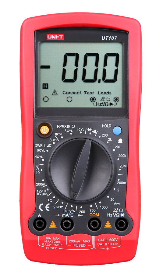 UT107.jpg UNI-T ψηφιακό πολύμετρο αυτοκινήτων UT107, RPM/Dwell, test μπαταρίας