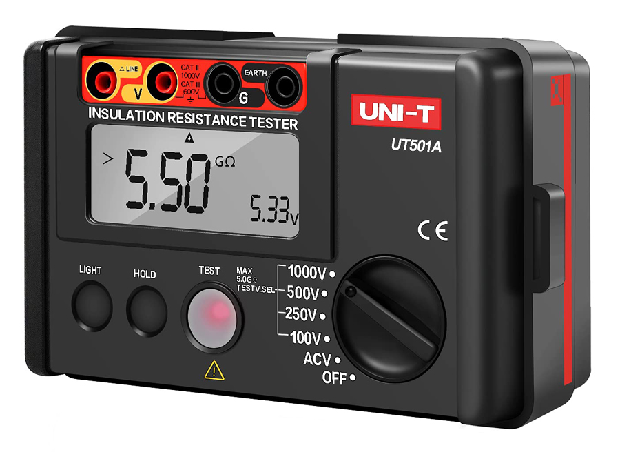 UT501A.jpg UNI-T Tester μόνωσης UT501A, 100V/250V/500V/1000V