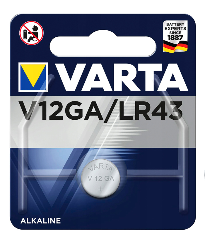V12GA-LR43.jpg VARTA αλκαλική μπαταρία LR43, 1.5V, 1τμχ