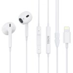YISON earphones με μικρόφωνο X7, Lightning σύνδεση, Φ14mm, 1.2m, λευκά