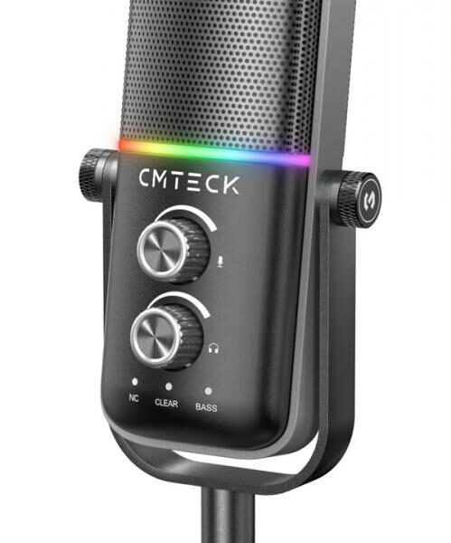 CMTECK επιτραπέζιο μικρόφωνο XM600, omnidirectional/καρδιοειδές, USB, RGB LED, μαύρο