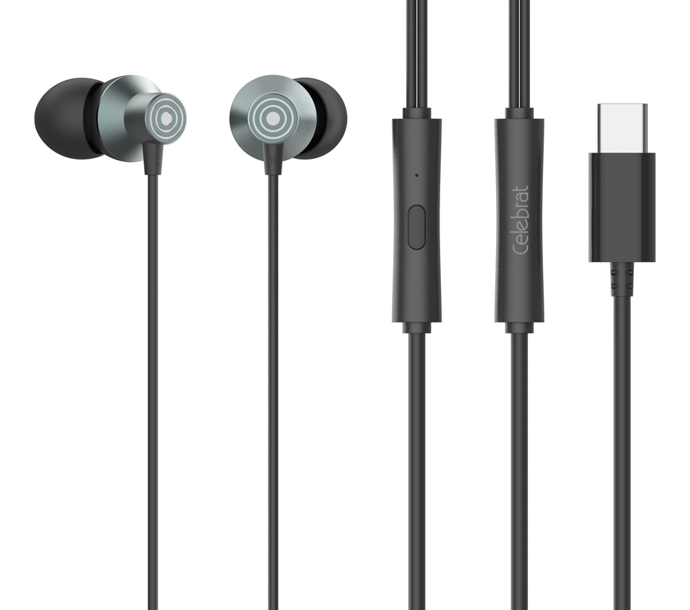 YS-D15-BK.jpg CELEBRAT earphones με μικρόφωνο D15, USB-C σύνδεση, Φ10mm, 1.2m, μαύρα