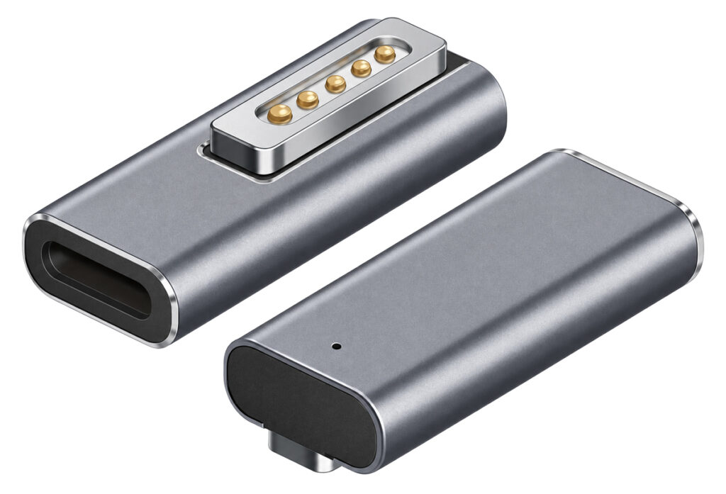 POWERTECH αντάπτορας τροφοδοσίας laptop YX-MS2-ANG, USB-C σε Magsafe 2, γωνιακός, ασημί