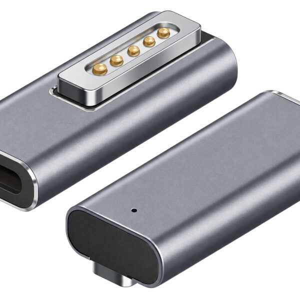 POWERTECH αντάπτορας τροφοδοσίας laptop YX-MS2-ANG, USB-C σε Magsafe 2, γωνιακός, ασημί