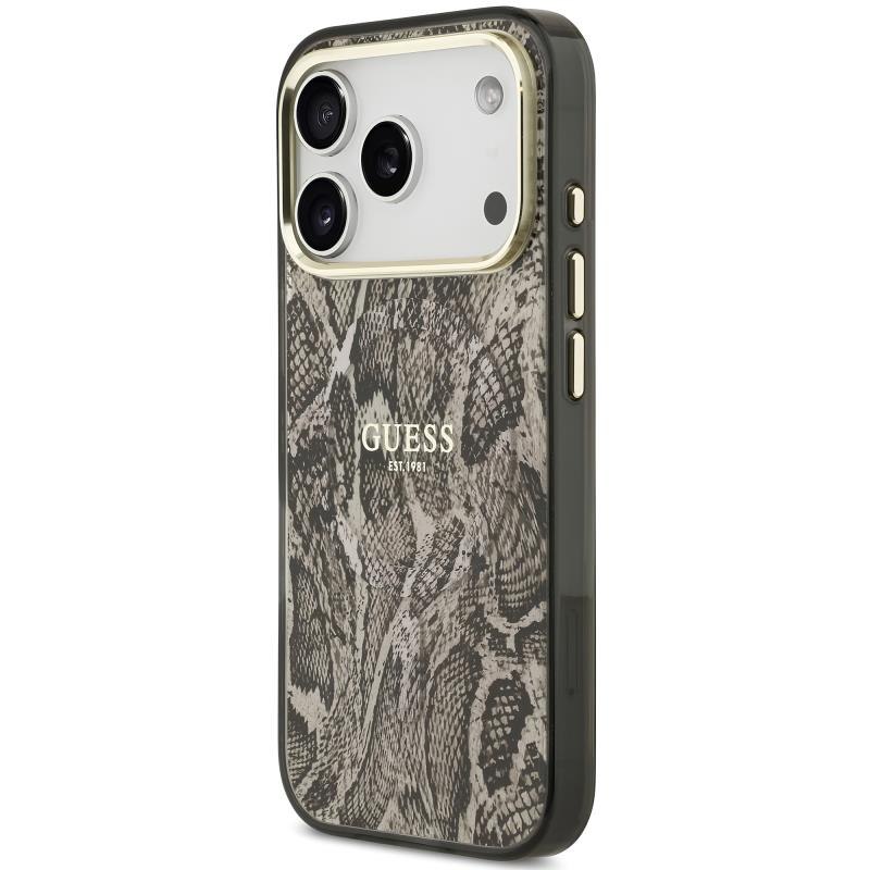 Θήκη TPU & PC Guess Apple iPhone 18 Pro/ 17 Pro MagSafe Python Pattern Καφέ