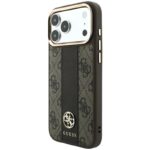 Θήκη TPU & PC Guess Apple iPhone 18 Pro/ 17 Pro MagSafe Leather Stripe Round Classic Logo Καφέ