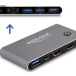 DELOCK HDMI KVM switch 18647 με 4x θύρες USB 5Gbps, 8K/30Hz, γκρι