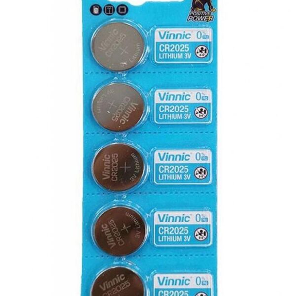 Buttoncell Vinnic CR2025 3V Τεμ. 5 με Διάτρητη Συσκευασία