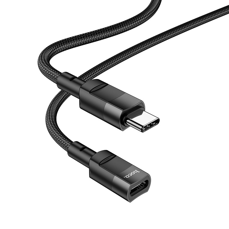 38971.jpg Καλώδιο Προέκτασης Hoco U107 USB-C σε USB-C 2.0 3A OTG Braided Μαύρο 1.2m