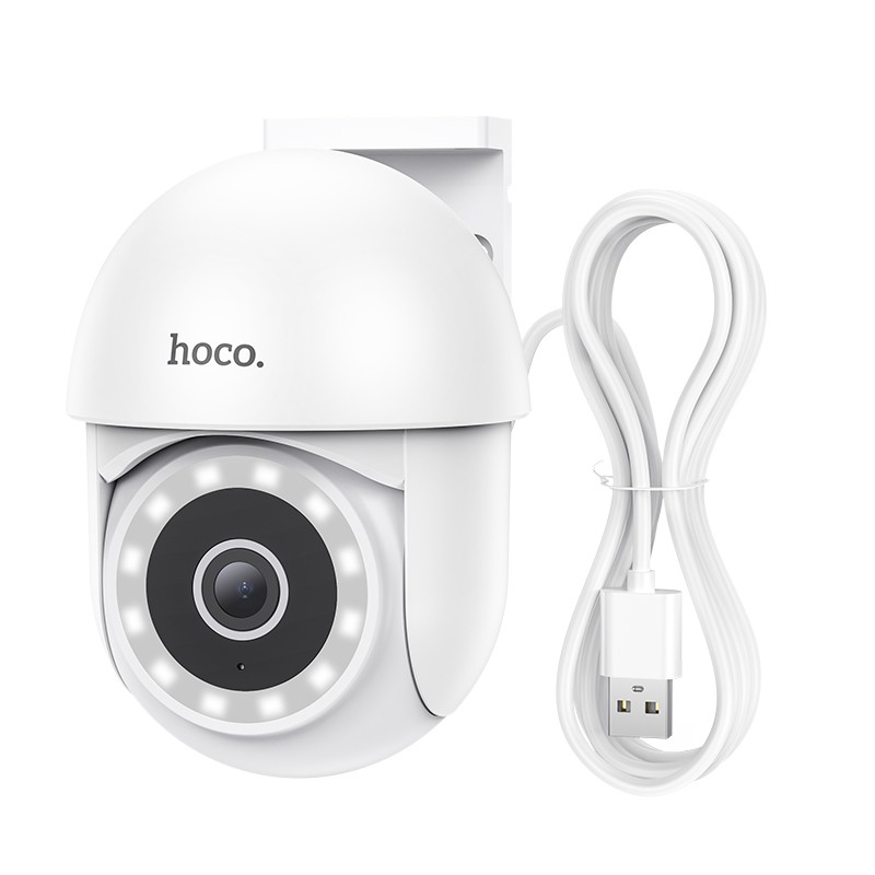 Εξωτερική Wi-Fi Κάμερα Ασφαλείας Hoco D2 FullHD IP65 350° με Έγχρωμη Νυχτερινή Όραση WDR 3D Noise Reduction και Αμφίδρομη Ενδοεπικοινωνία