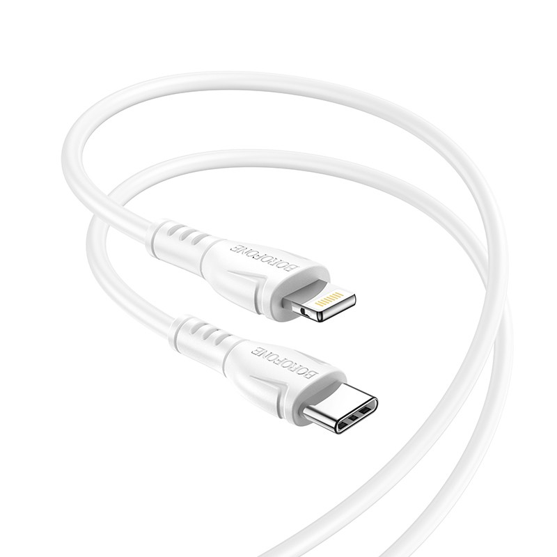 41068.jpg Καλώδιο σύνδεσης Borofone BX51 Triumph USB-C σε Lightning 12W 2.4A Λευκό 1m