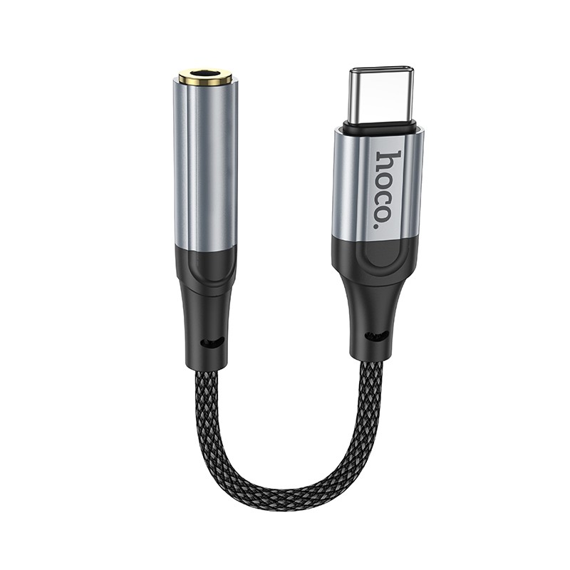 Αντάπτορας Hoco LS36 Fresh USB-C to 3.5mm Hi-Fi Braided 12cm Μαύρος