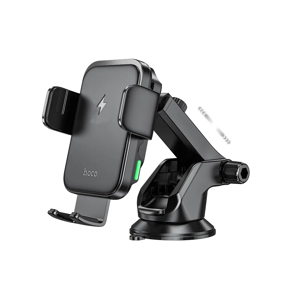 Βάση Στήριξης Αυτοκινήτου Hoco HW11 Jenny με Wireless Fast Charger έως 15W και Επεκτεινόμενο Βραχίονα Μαύρη 4.5"-7.0"