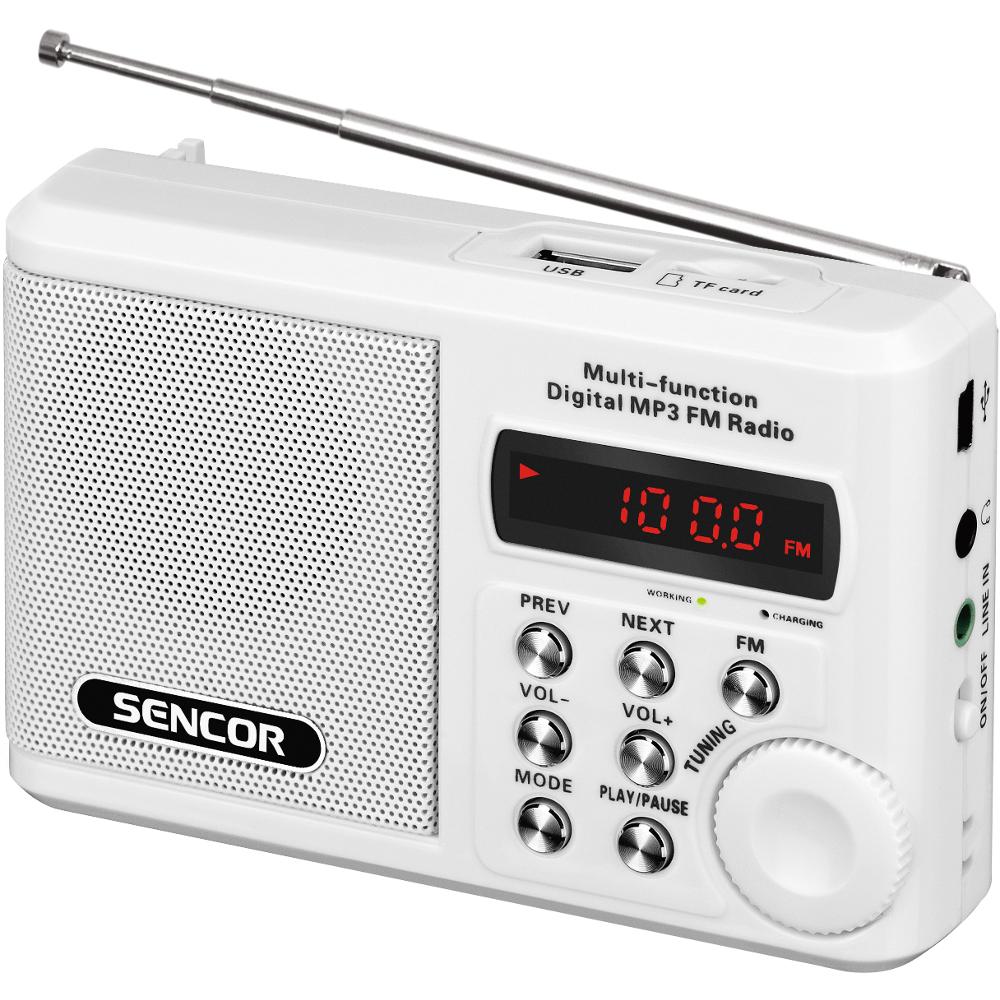 Φορητό Ραδιόφωνο FM/MW/SW με USB, Micro SD, MP3 3,5mm 2W Sencor SRD 215 W Λευκό