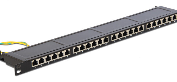 DELOCK patch panel 43316 για rack 19", 0.5U, 24 θυρών, CAT 6, μαύρο