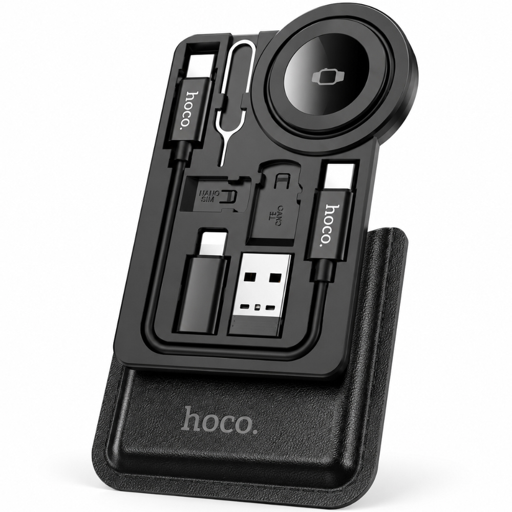 Set Ασύρματου Φορτιστή Hoco CW58 για iWatch 1-9/SE Ultra με Καλώδιο USB-C σε USB-C 15cm και Αντάπτορες USB-A / Lightning
