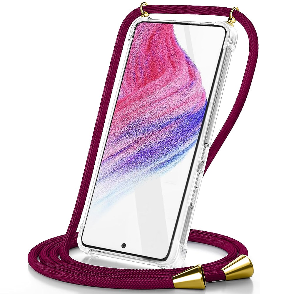 45338.jpg Θήκη Ancus Crossbody για Samsung SM-A556 Galaxy A55 5G Διάφανη με Κορδόνι Κόκκινο