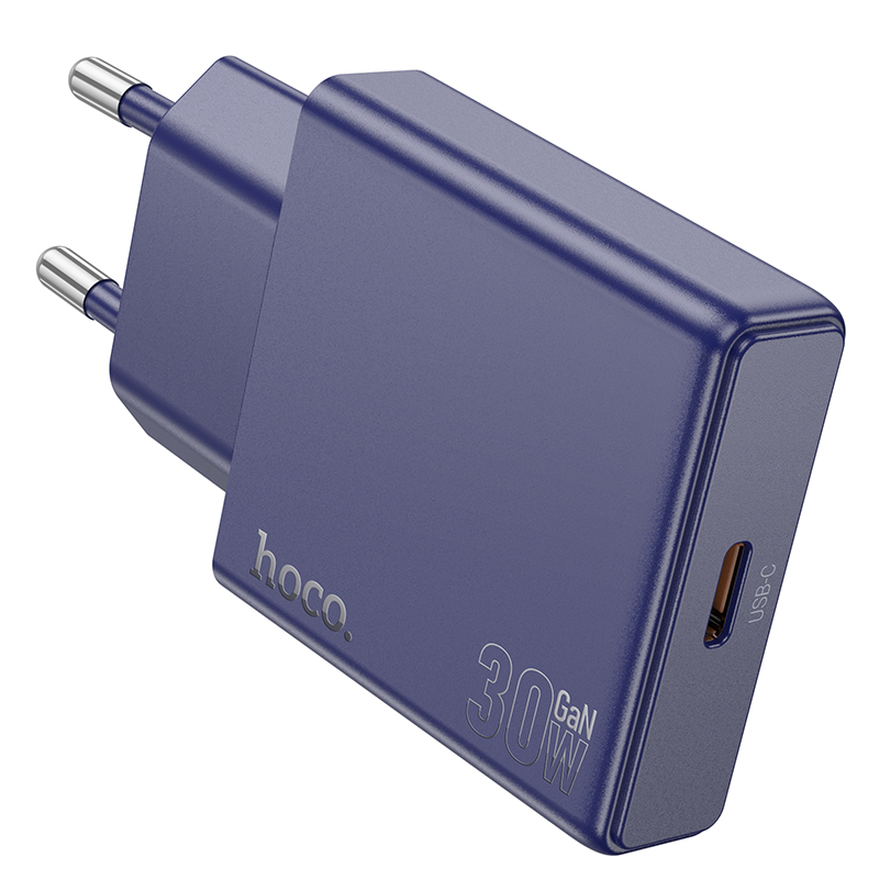 Φορτιστής Ταξιδίου Hoco N44 Biscuit Ultra Thin USB-C PD30W QC3.0A Fast Charge GaN Tech Titanium Blue