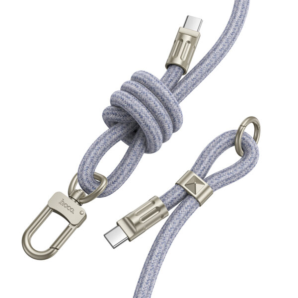 Καλώδιο Φόρτισης/Λουράκι Λαιμού Hoco GH7 USB-C σε USB-C 60W 3A Braided Μπλε 1.8m