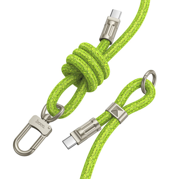 Καλώδιο Φόρτισης/Λουράκι Λαιμού Hoco GH7 USB-C σε USB-C 60W 3A Braided Πράσινο 1.8m