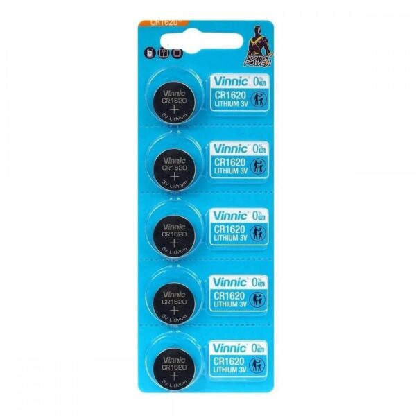 Buttoncell Vinnic CR1620 3V Τεμ. 5 με Διάτρητη Συσκευασία