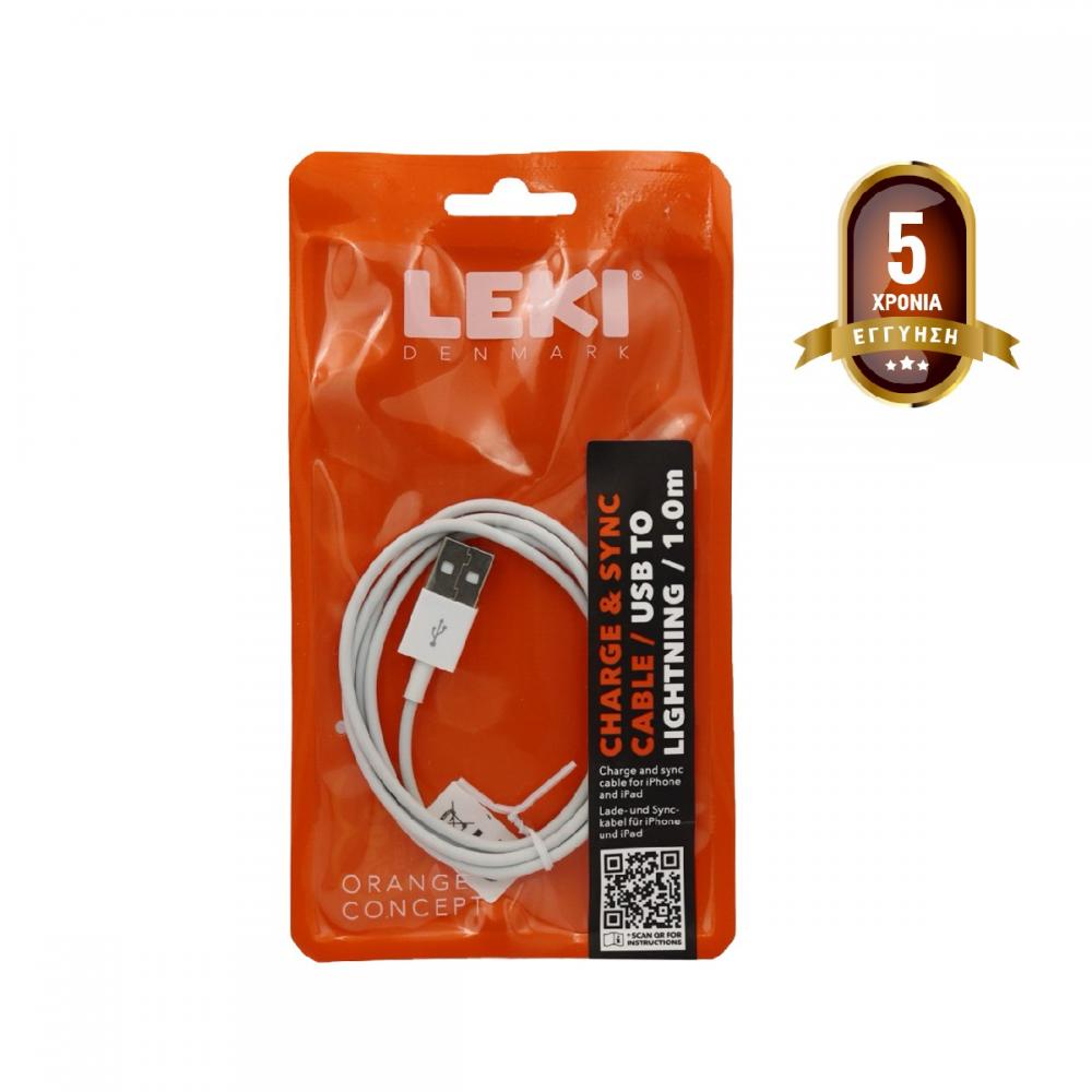 46089.jpg Καλώδιο Σύνδεσης και Φόρτισης Leki Orange Concept USB σε Lightning Λευκό 1m