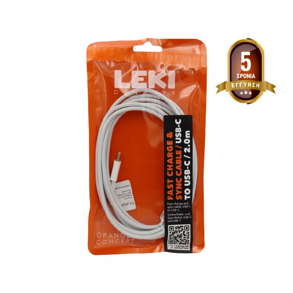 46093.jpg Καλώδιο Σύνδεσης και Φόρτισης Leki Orange Concept USB-C σε USB-C Fast Charging Λευκό 2m