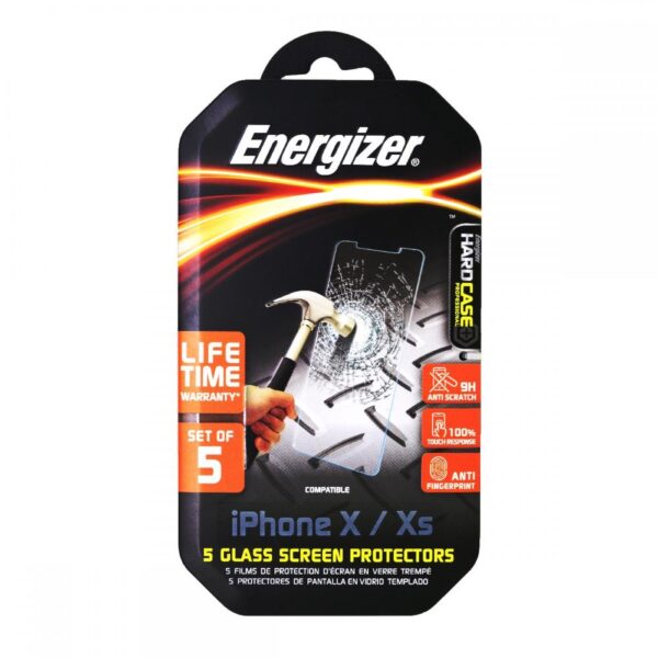 Tempered Glass Energizer Hard Case Professional 9H Anti Fingerprint για Apple iPhone X XS 11 Pro 5τεμ.