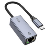 Αντάπτορας Hoco UA37 USB-C σε RJ45 OTG 10/100/1000Mbps 12cm Γκρι